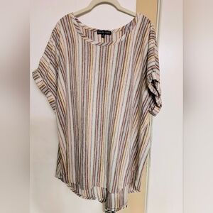 Kim & Cami Multicolor Striped Short Sleeve Top